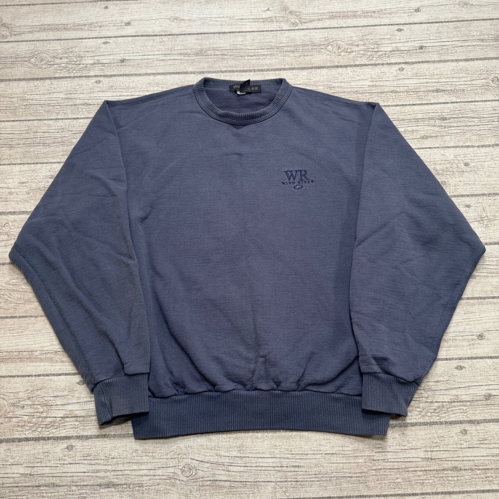 Vintage Windriver Sweatshirt Men's M Blue Fleece Cotton Crewneck Pullover Canada